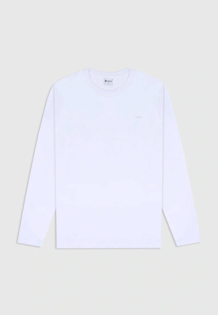 Full Sleeve White T-shirt in Cotton Blend