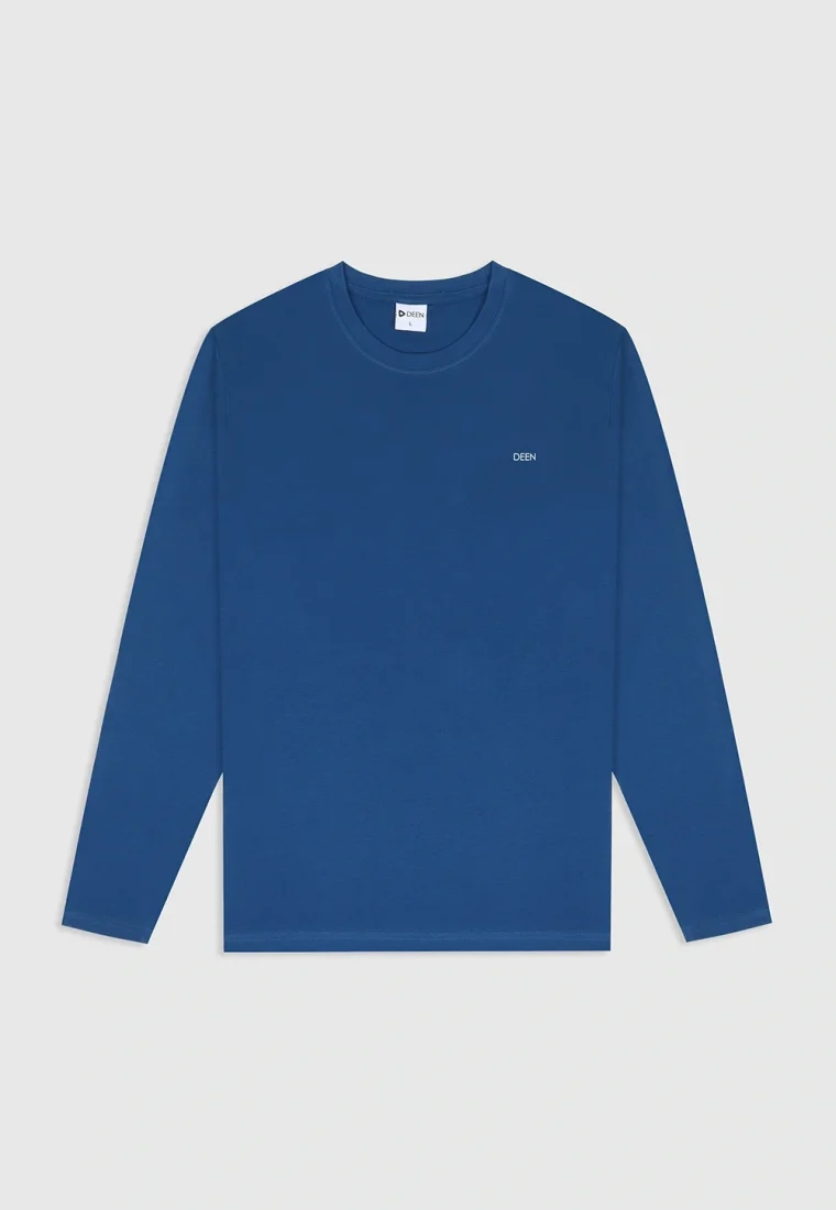 Full Sleeve Blue T-shirt in Cotton Blend