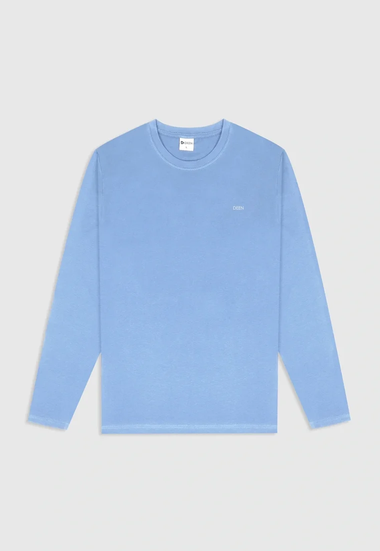 Full Sleeve Light-Blue T-shirt in Cotton Blend