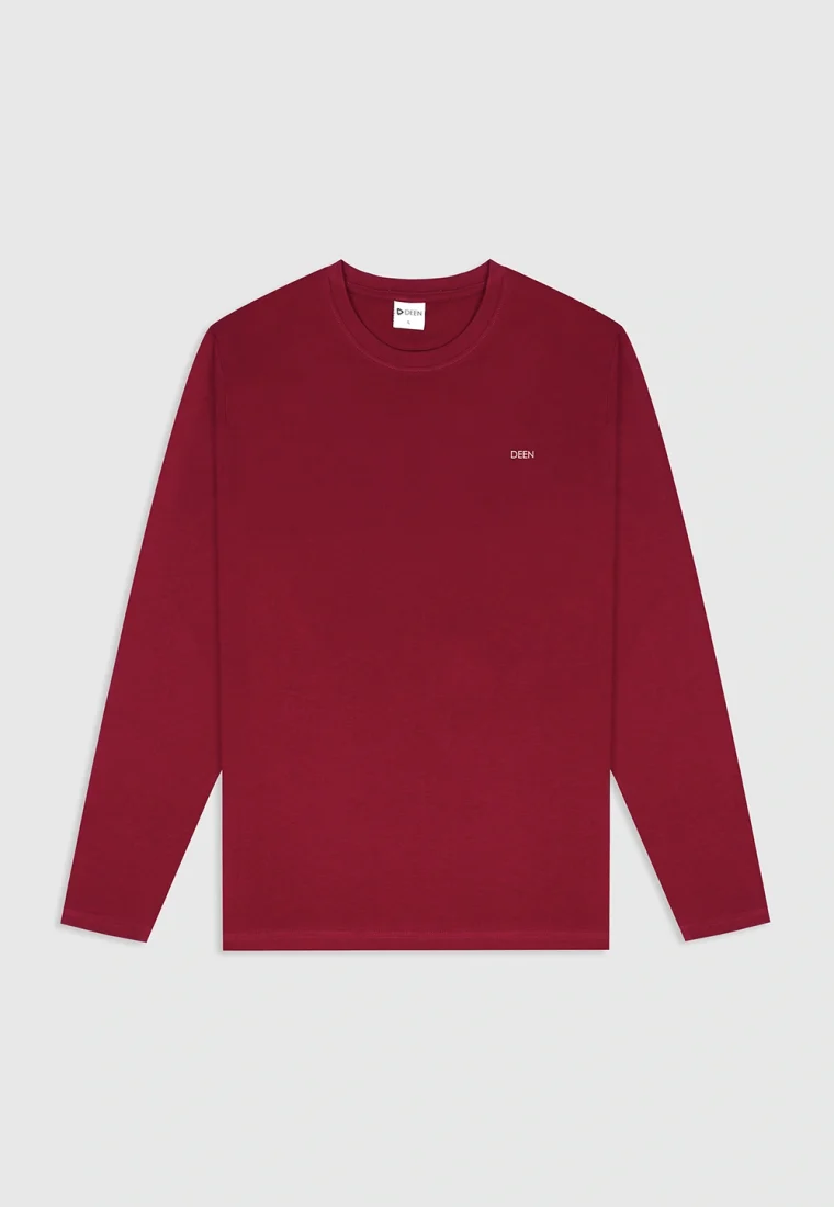 Full Sleeve Maroon T-shirt in Cotton Blend