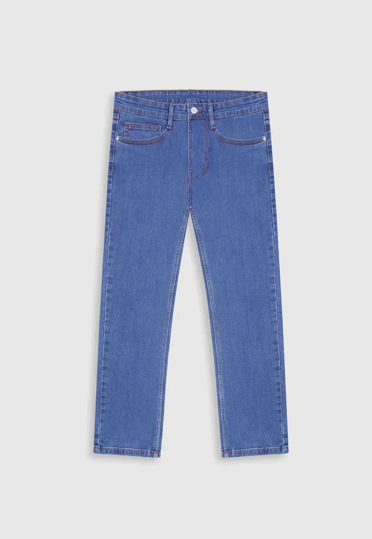 Straight Fit Blue Jeans