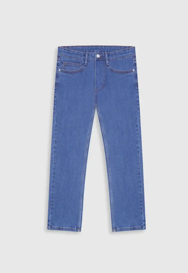 Straight Fit Blue Jeans