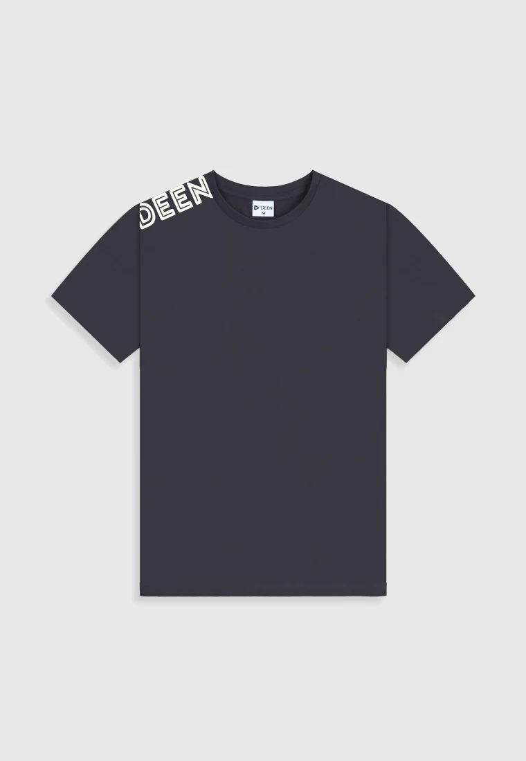 Cotton Black T-shirt with Logo Artwork