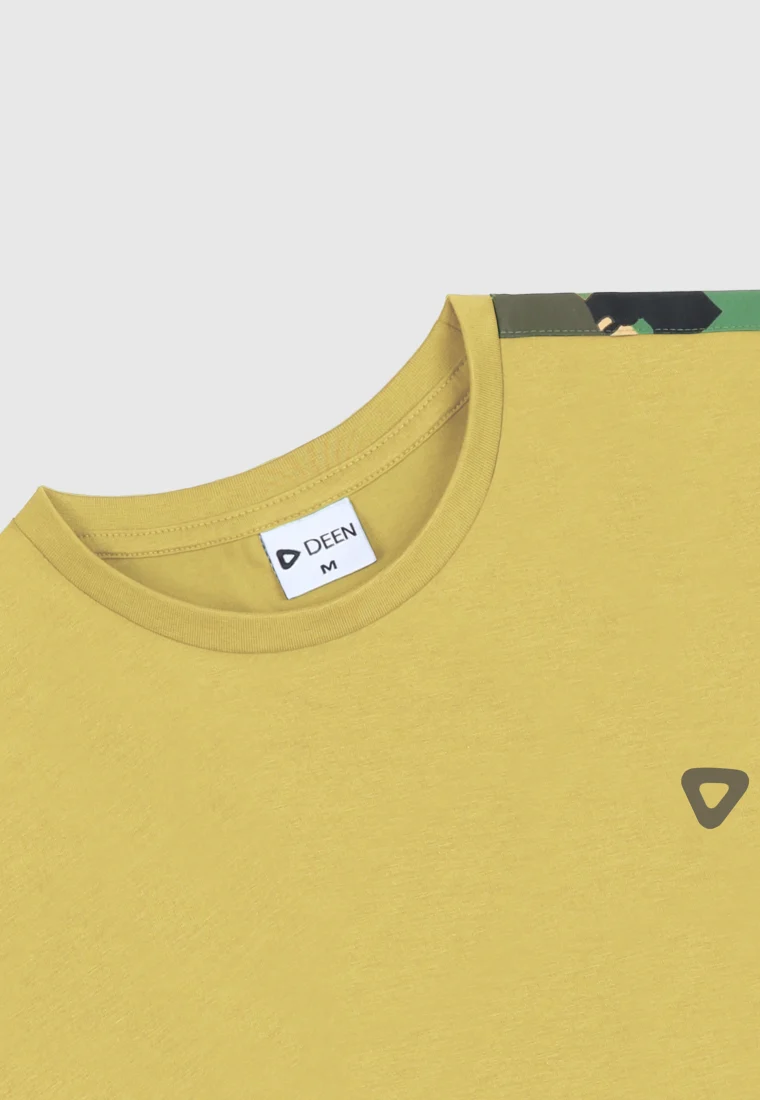 Cotton Olive T shirt with Camo Print 368 2