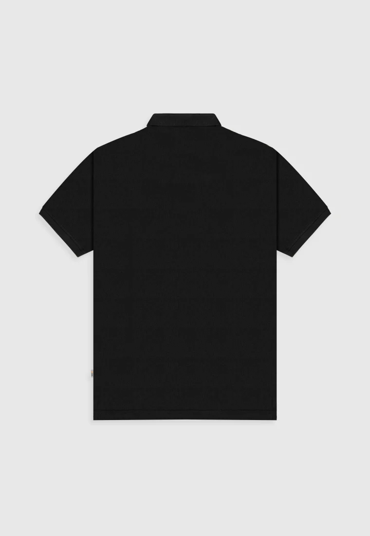 Black Polo Shirt in Cotton Pique - Image 3