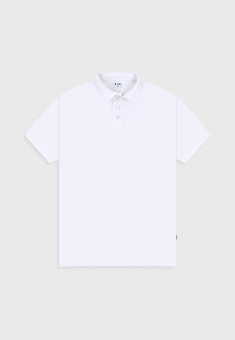 White Polo Shirt in Cotton Pique