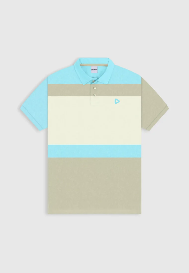 Grey Stripe Pique Polo Shirt