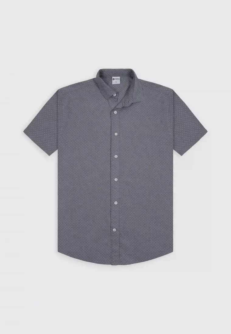 Slate Dot Cotton Shirt - Regular Fit