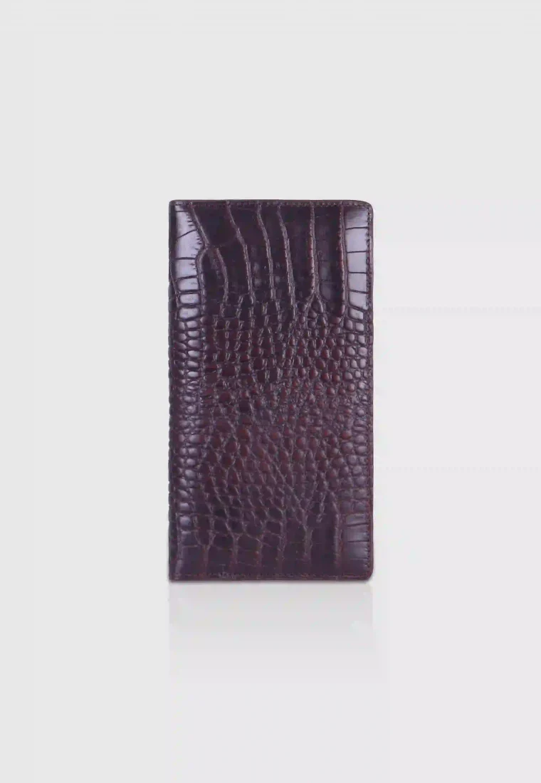 Crocodile Embossed Leather Long Wallet