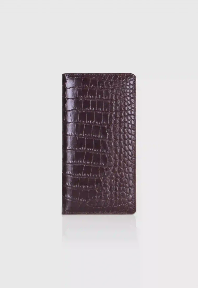 Crocodile Texture Leather Long Wallet