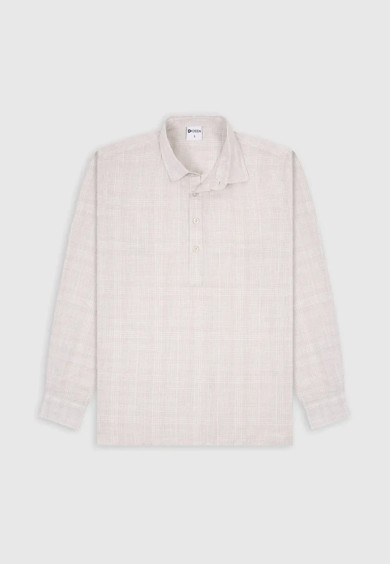 Grid Kaftan Cotton Shirt - Regular Fit