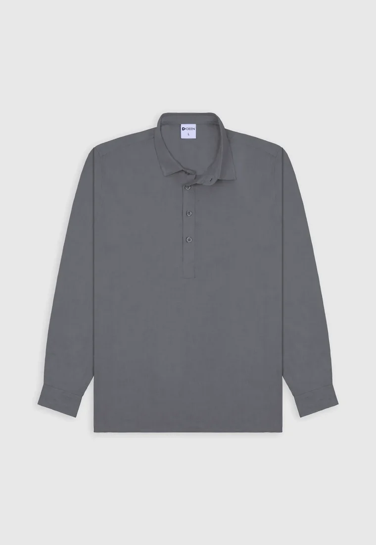 Grey Mist Kaftan Cotton Shirt - Regular Fit