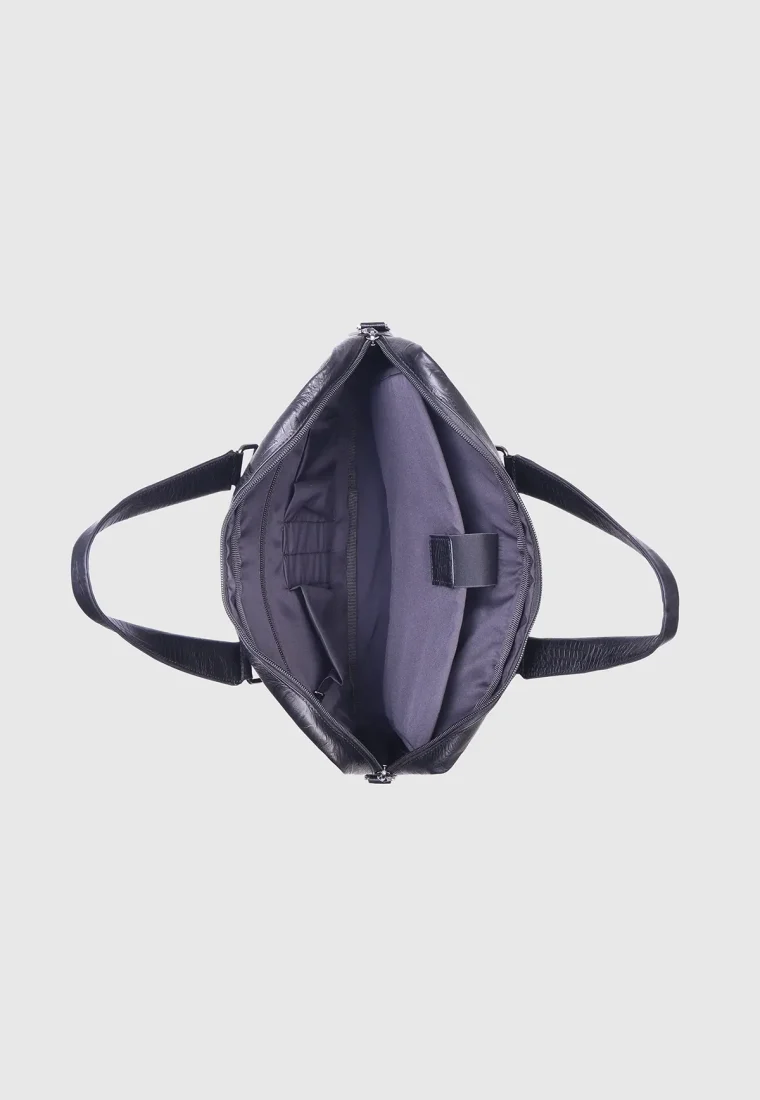Croco Black Executive Leather Bag - Image 4