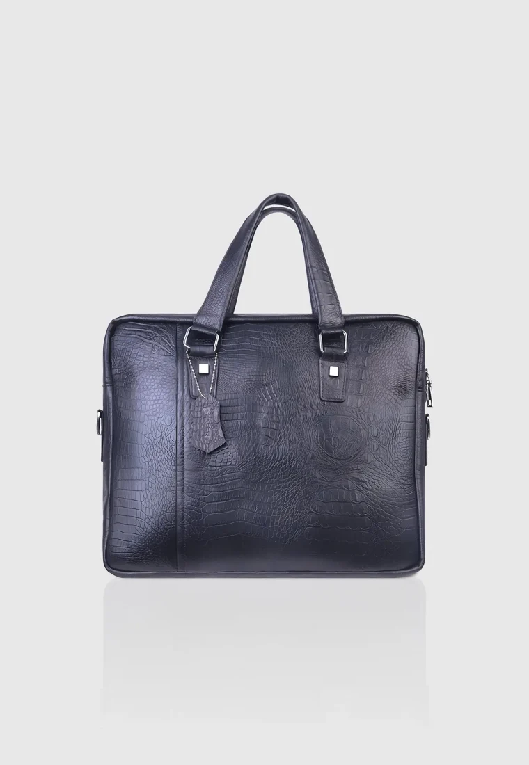 Croco Black Executive Leather Bag