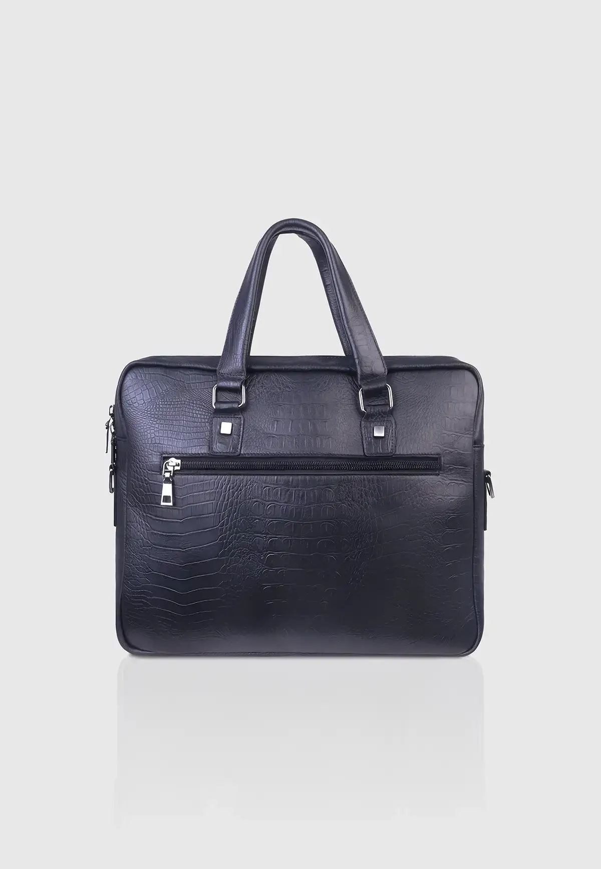 Croco Black Executive Leather Bag - Image 2
