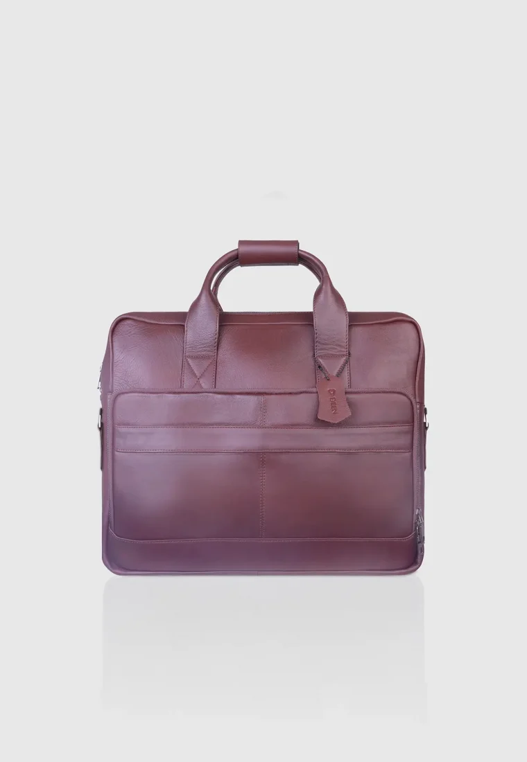 Sleek Maroon Executive Leather Bag