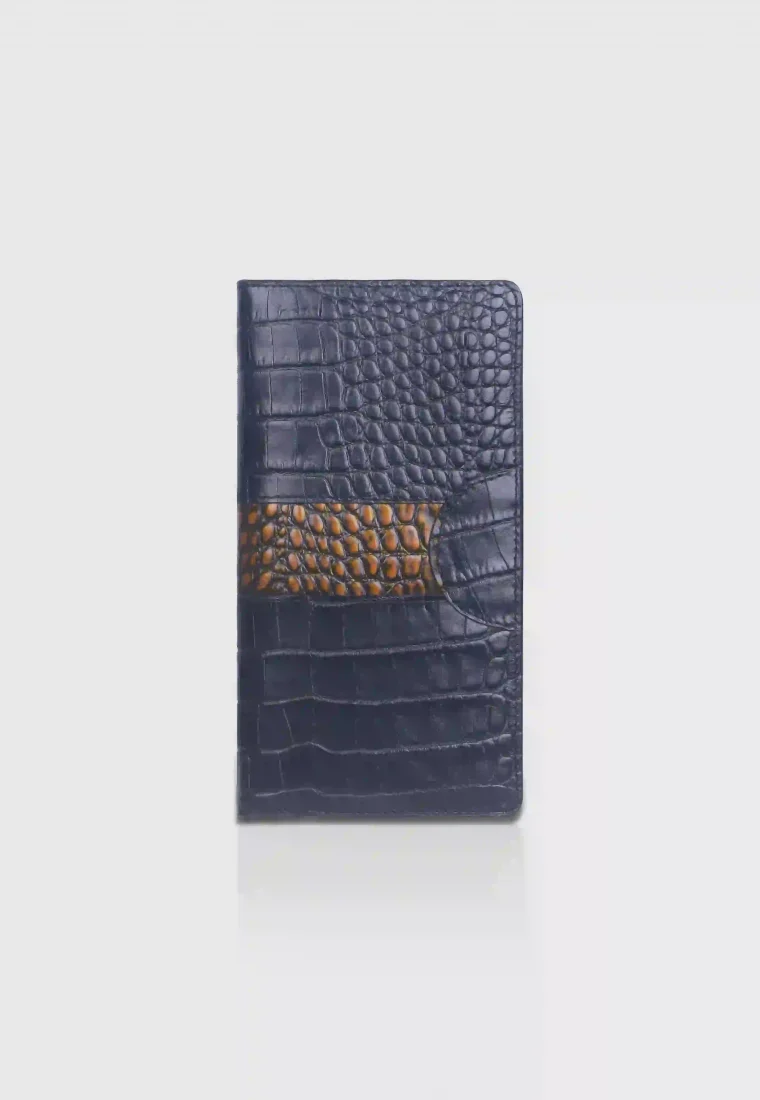 Dual Drift Black Leather Long Wallet