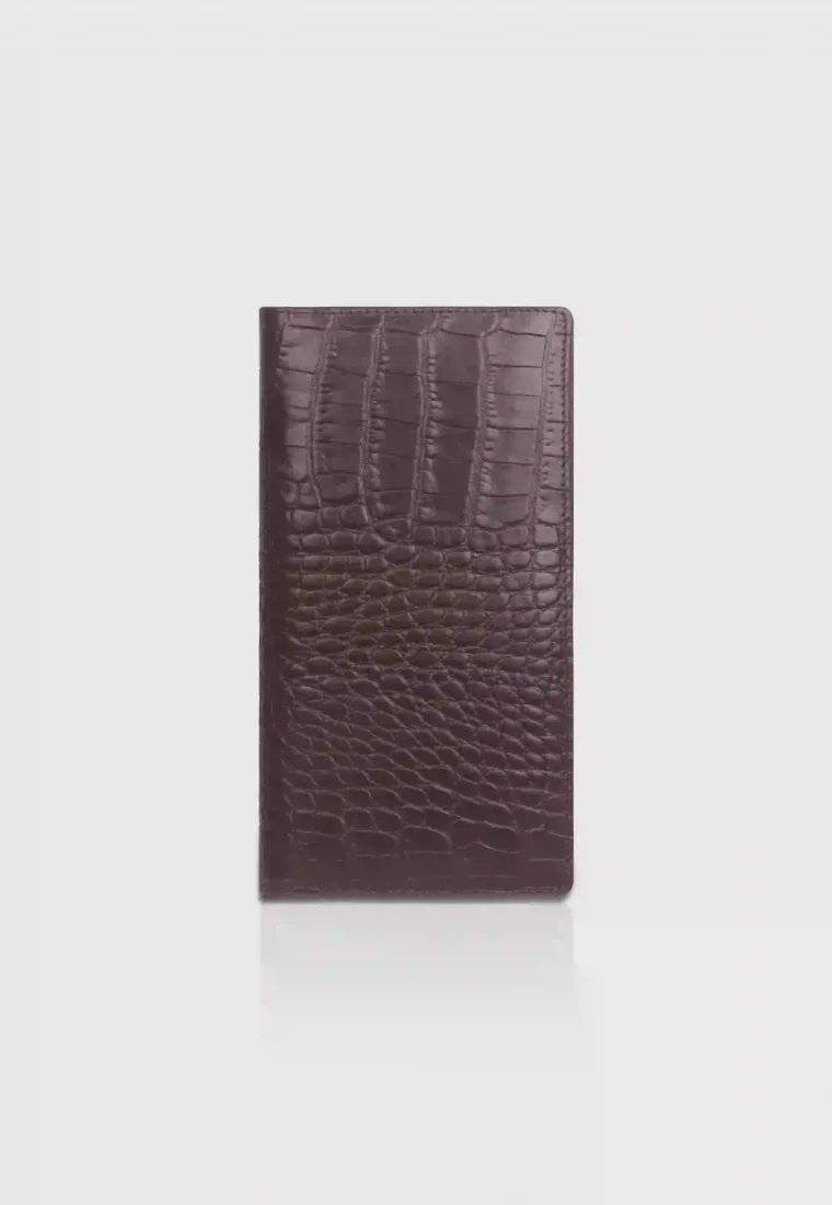 Chocolate Coin Pocket Leather Long Wallet