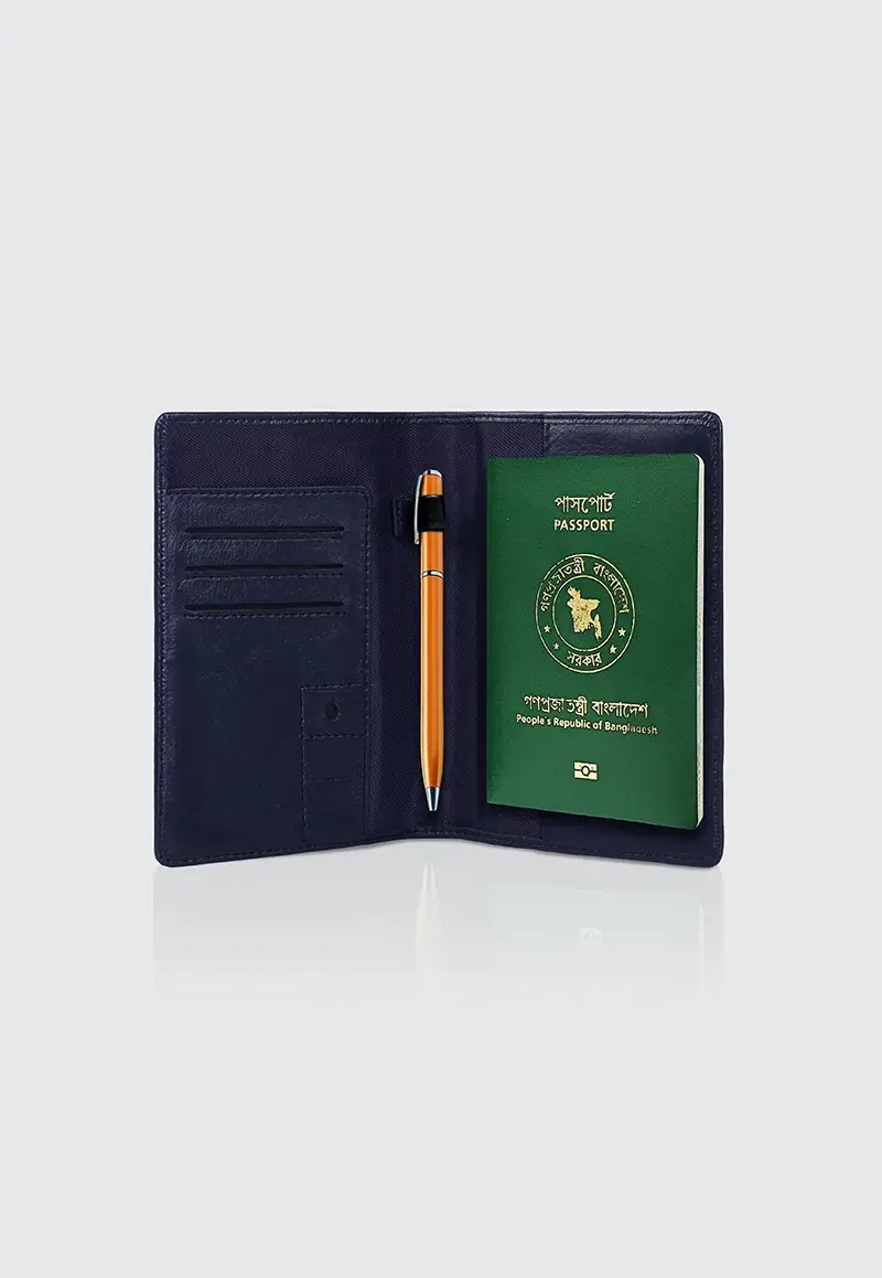 Navy Blue Leather Passport Holder - Image 2
