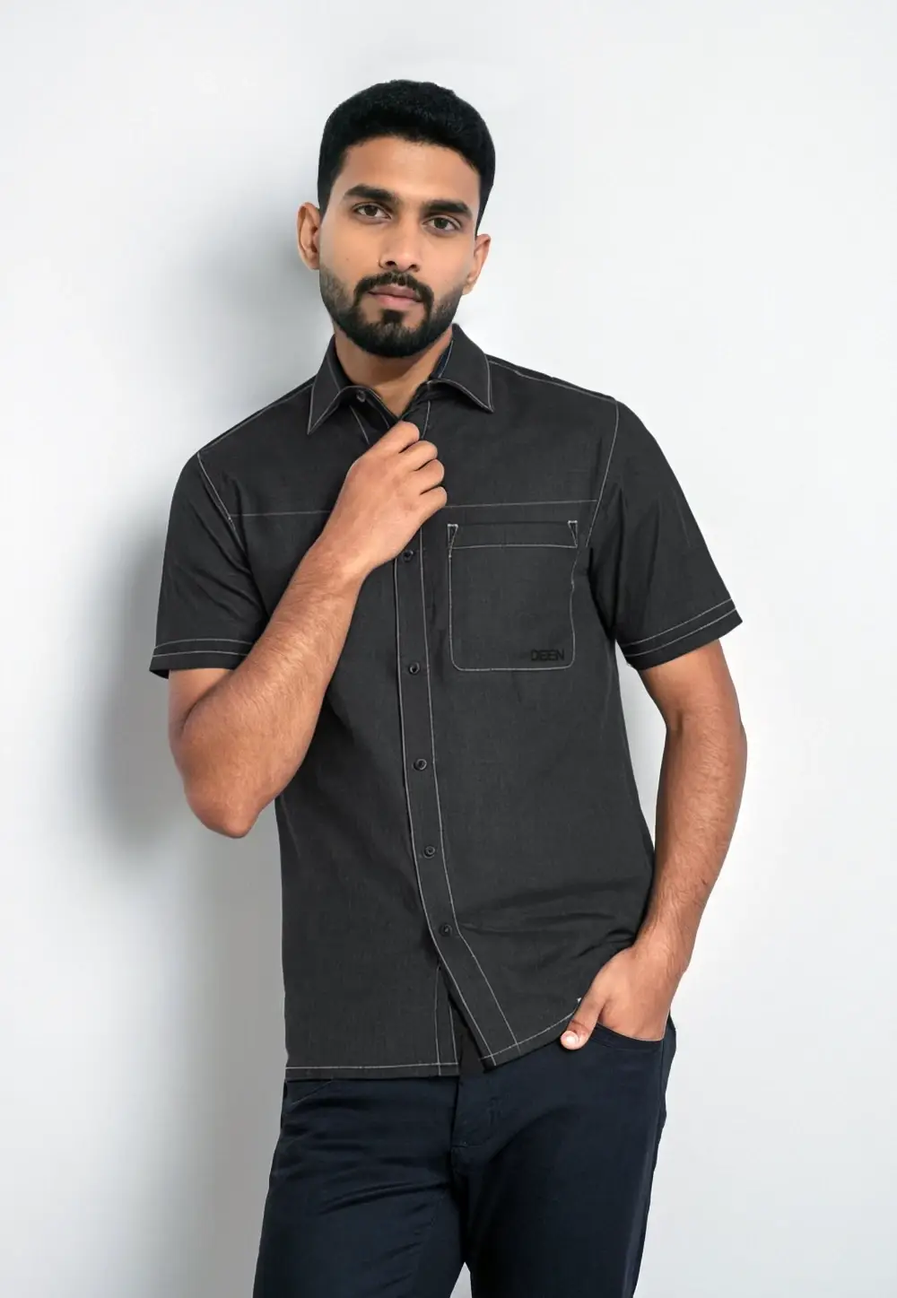 Ash Contrast Stitch Shirt - Regular Fit - Image 3