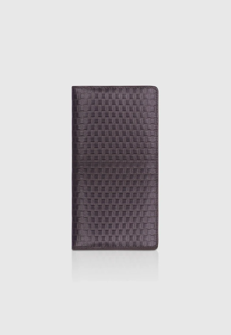 Fence Patterned Leather Long Wallet
