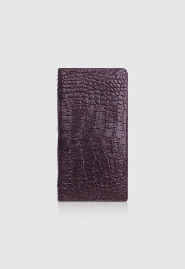 Muted Chocolate Leather Long Wallet