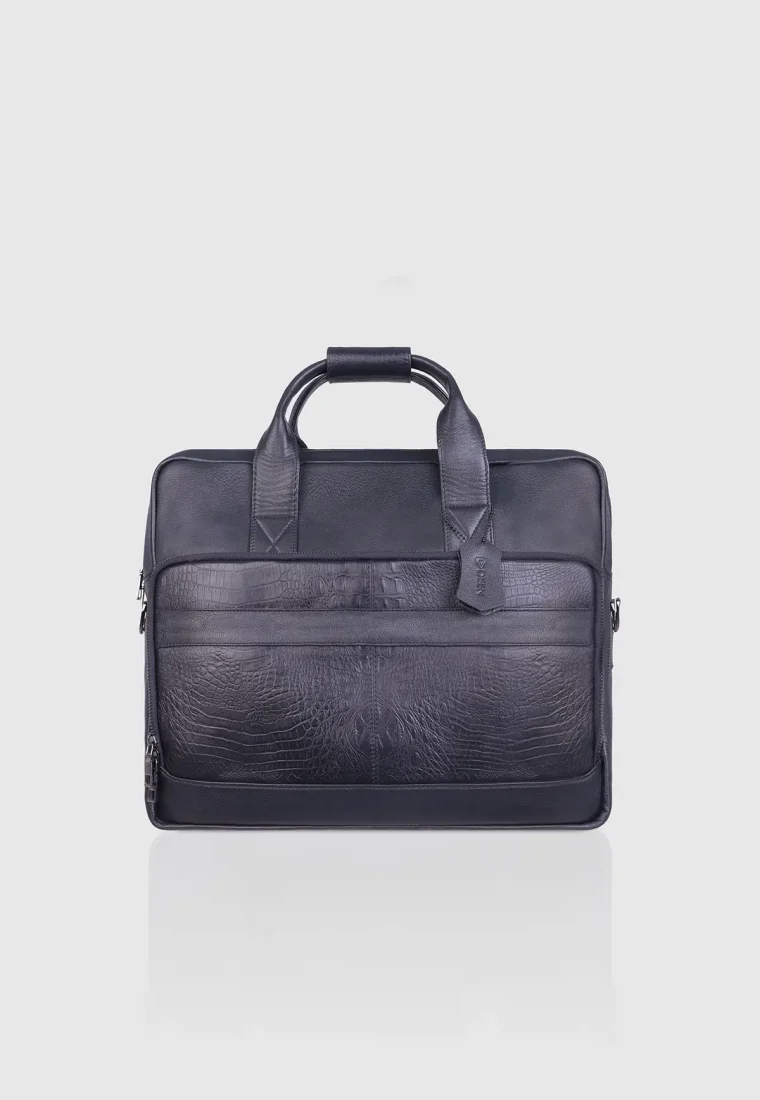 Croco Dual Black  Executive Leather Bag
