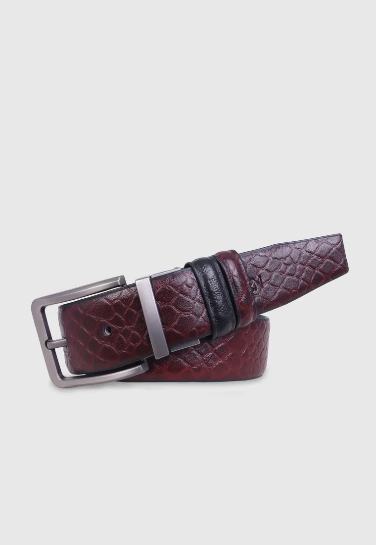 Reversible Leather Belt with Moving Buckle