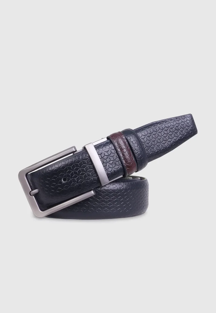 Reversible Leather Belt with Moving Buckle