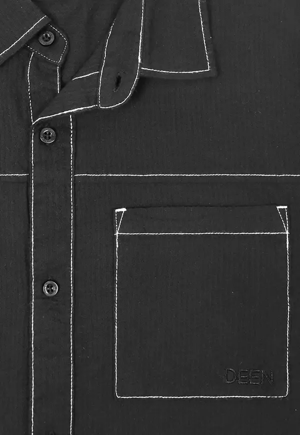 Charcoal Contrast Stitch Shirt - Regular Fit - Image 3