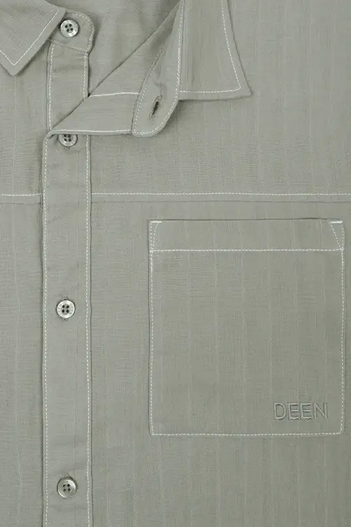 Moss Contrast Stitch Shirt - Regular Fit - Image 3