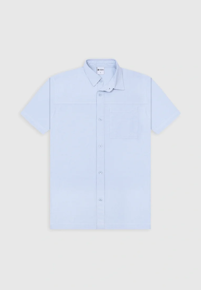 Aqua Contrast Stitch Shirt - Regular Fit