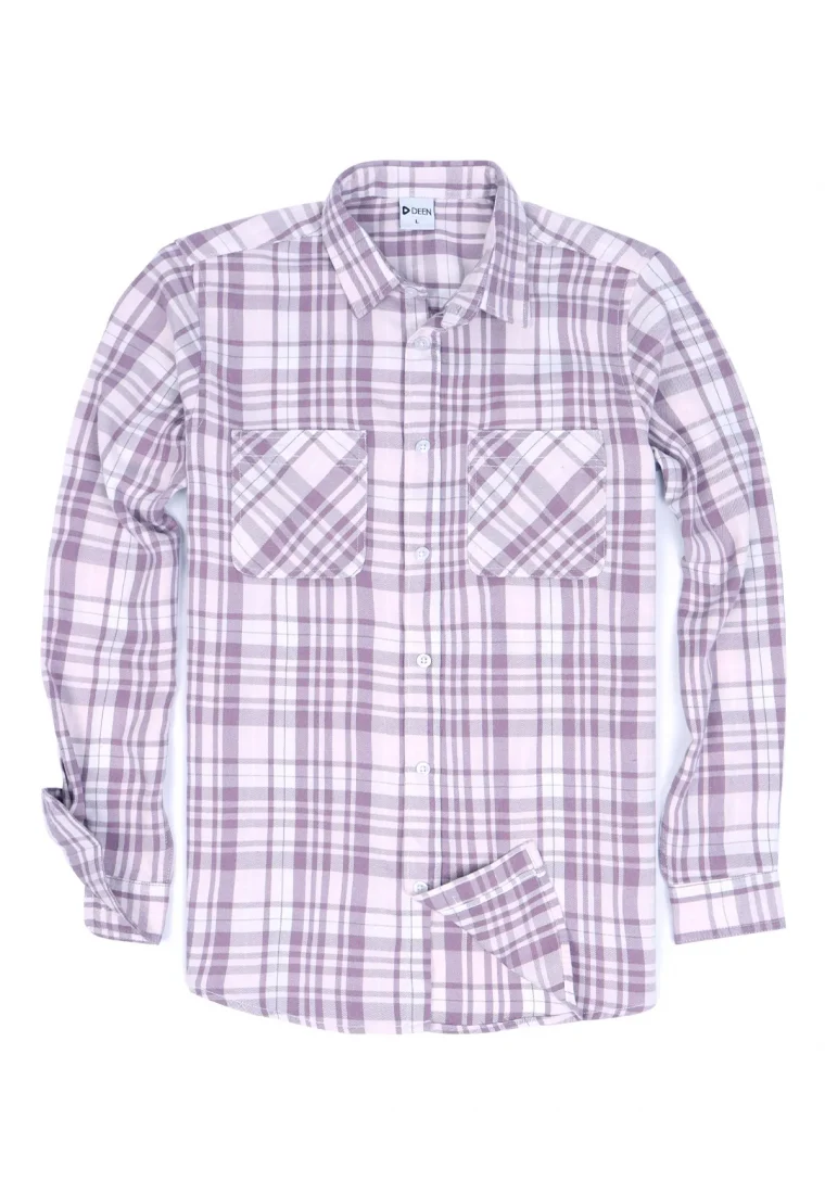 Lavender Plaid Flannel Shirt - Regular fit