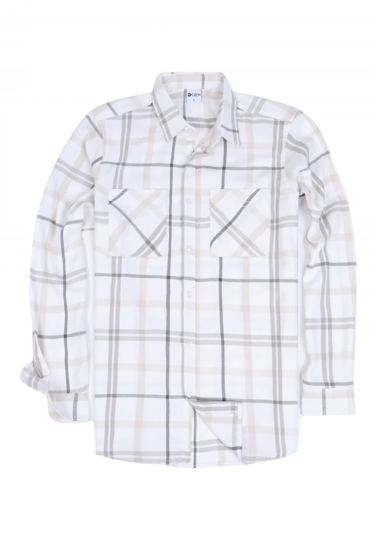 White Grid Flannel Shirt - Regular fit