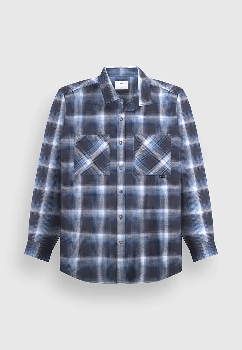 Ocean Blue Plaid Flannel Shirt