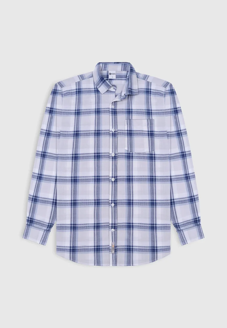 White Blue Check Full Sleeve Shirt