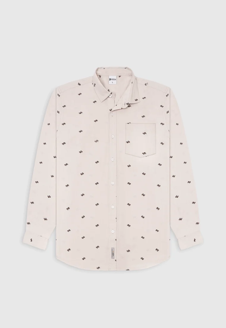 Light Grey Printed Full Sleeve Shirt