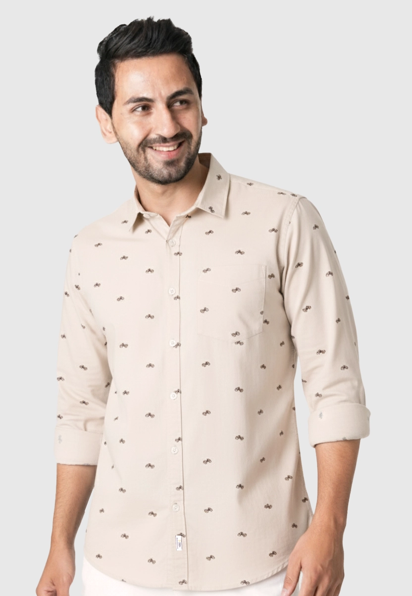 Light Grey Printed Full Sleeve Shirt - Image 2