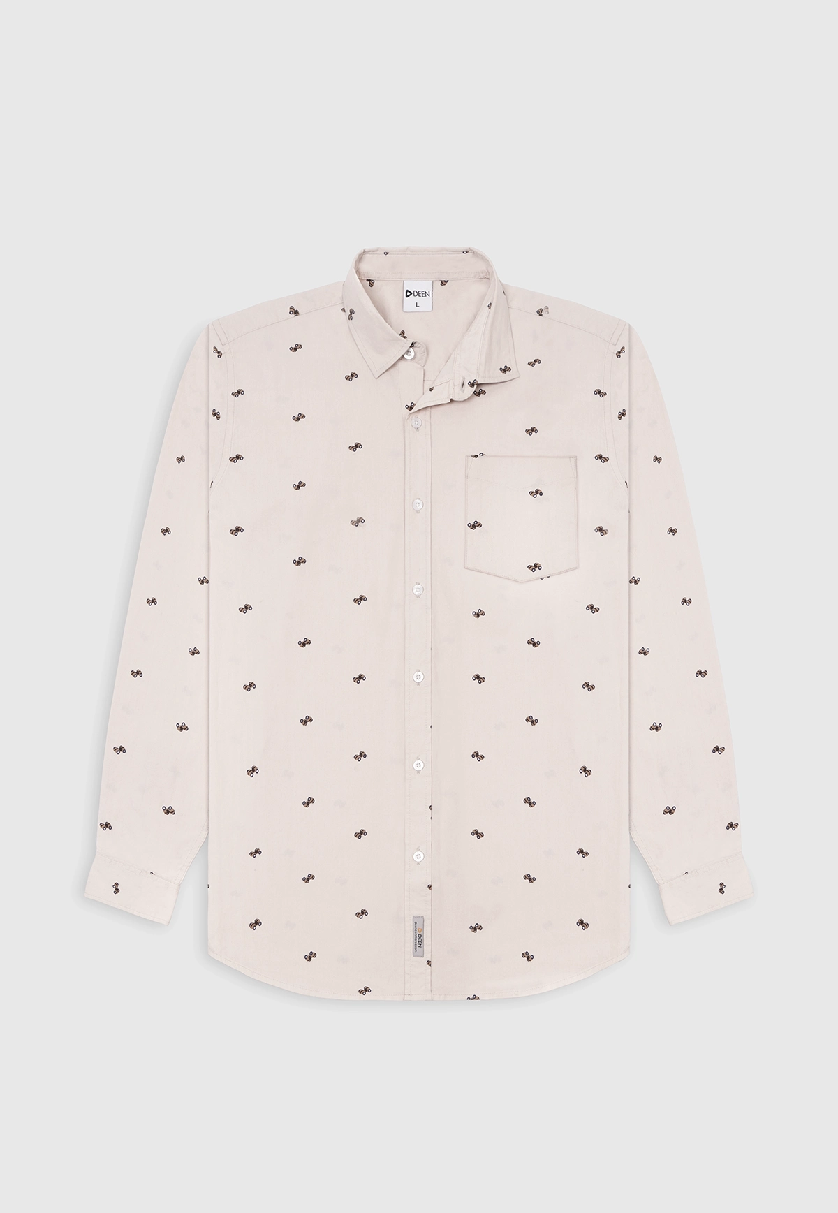 Light Grey Printed Full Sleeve Shirt