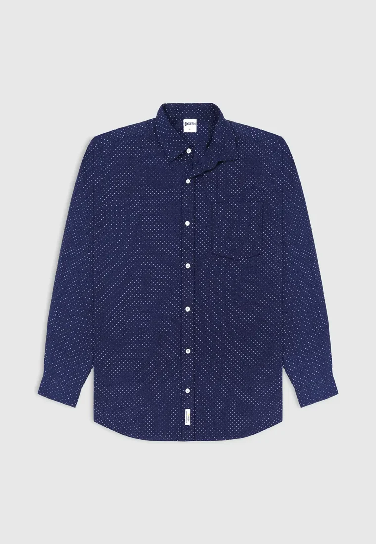 Navy Polka Dot Full Sleeve Shirt