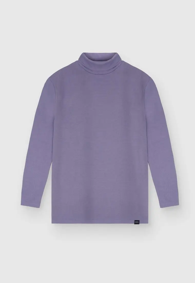 Lavender Full Sleeve Turtleneck T-shirt
